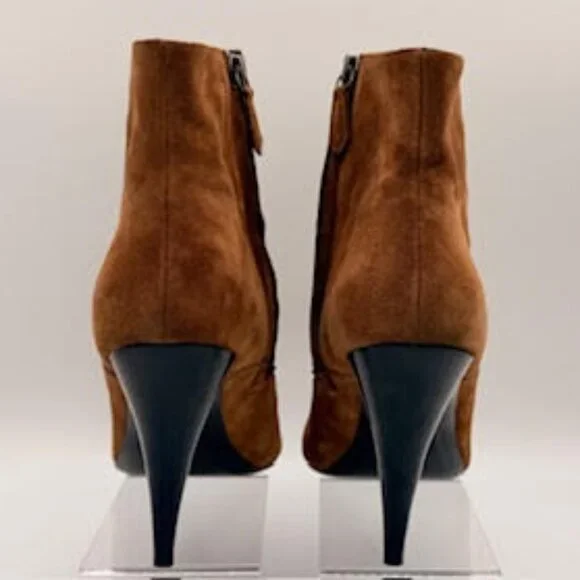 AllSaints Brown Suede Pointed Toe Stiletto Ankle Boots Western Chic 41 (10) - Picture 4 of 16